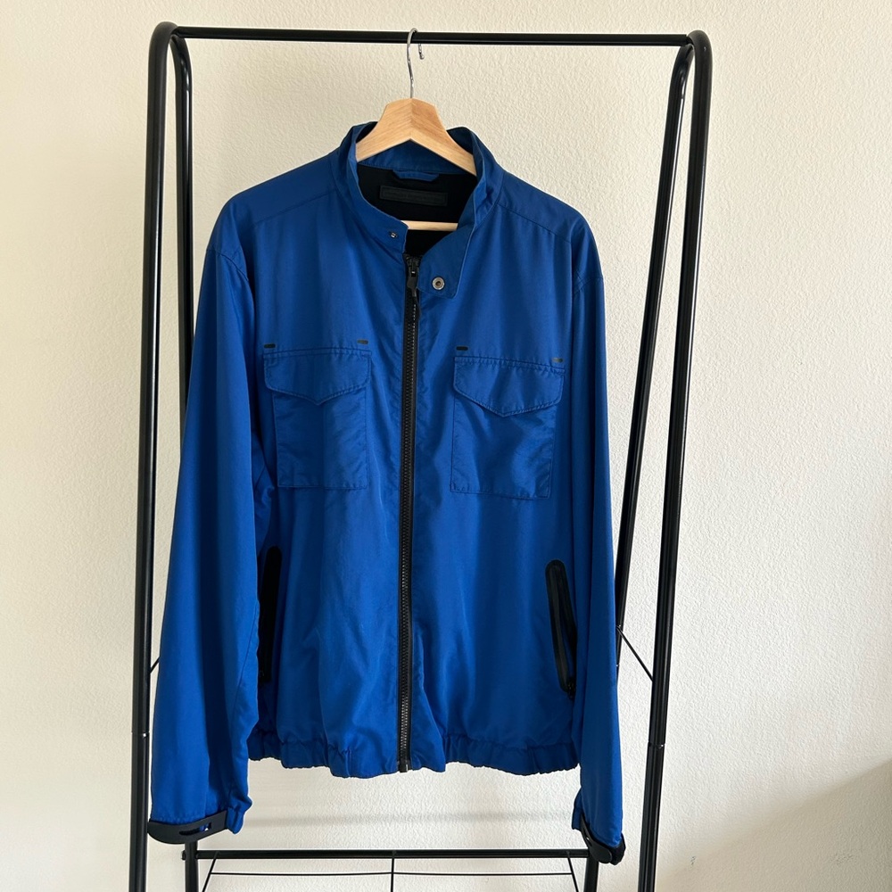 French Connection Blue Zip Utility Jacket Lightweight Mens XL